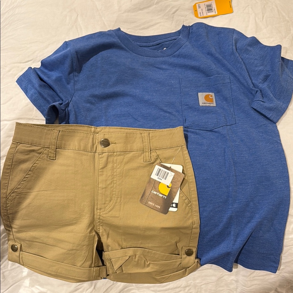 Carhartt Royal Blue Tee and Khaki Shorts Combo